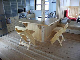 建築家が設計したキッチン周りのカウンターや収納・椅子 建築家が設計したキッチン周りのカウンターや収納・椅子