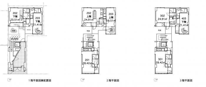 ｂａｍｂｕ・1-3ｆ平面図