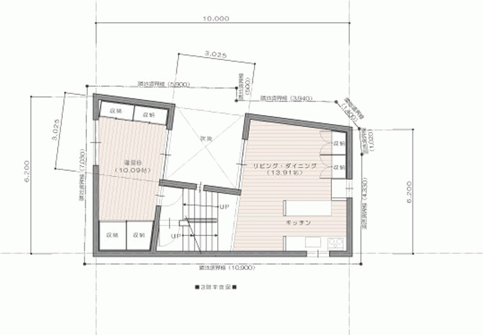 矢部の家・３階平面図