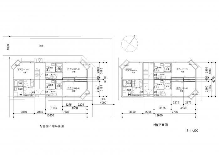 画像原寸大 開放的で居心地の良いアパート（no922、千葉県船橋市O共同住宅）・平面図