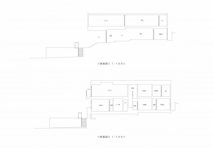 向山の家・断面図