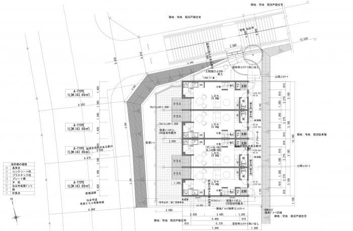 デザイナーズアパート　LA　LUX・１階平面図