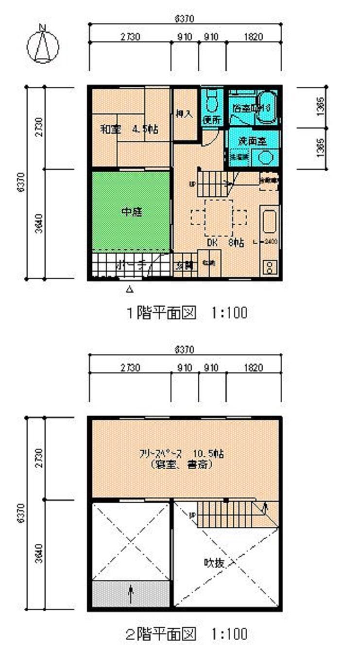 中庭を取り入れた住宅・平面図