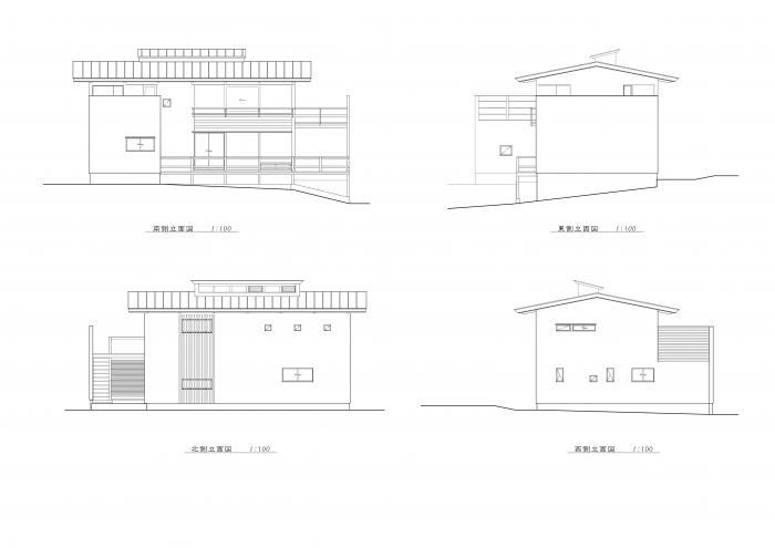 「高台に建つ我が家～２世帯住居～」 の立面図